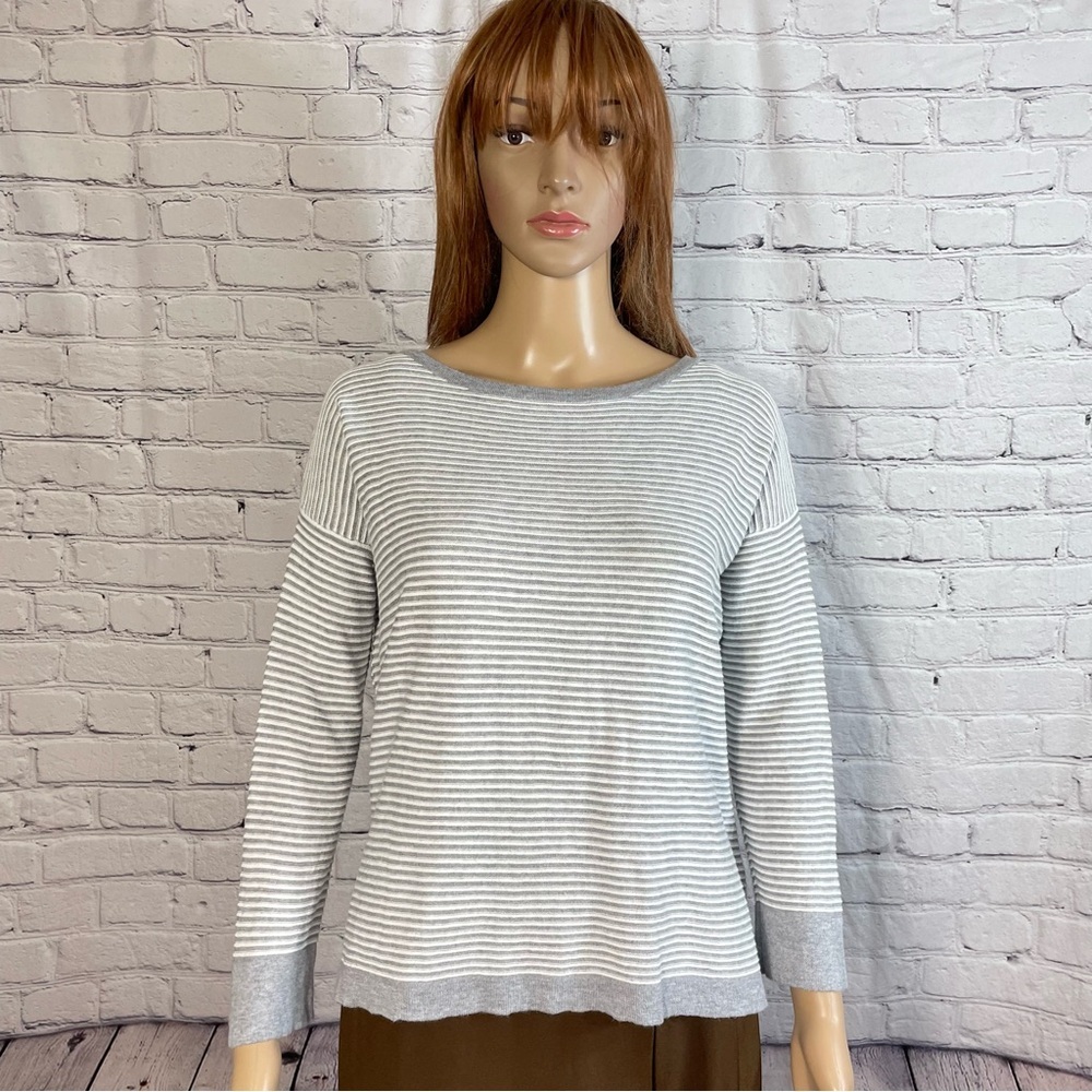 Cullen Stripe Back Zip Cotton Blend Sweater Size S